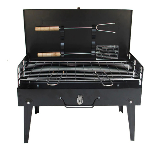 Mini Asador A Carbon Portatil Parrilla Acero Con Utensilios