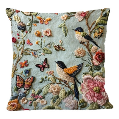Funda De Cojín Bordada Decorativa 45x45 Cm Multicolor Animal | Envío gratis