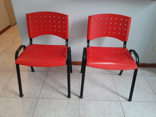 2 Sillas Apilables Pvc Oficina Escritorio Cocina Rojonegro