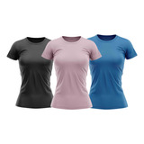 Kit 3 Camisas Feminina Proteção Solar Uv 50+ Manga Curta