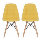  2 Cadeiras Botonê Charles Eames Wood Estofada 