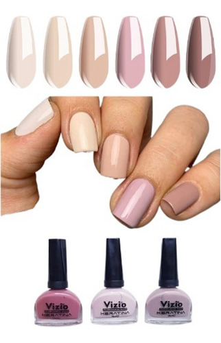 Esmaltes Set De 3 Nude Keratina - mL a $563