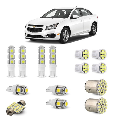 Kit Led Interior Gm Chevrolet Cruze Luz Placa Ré Completo