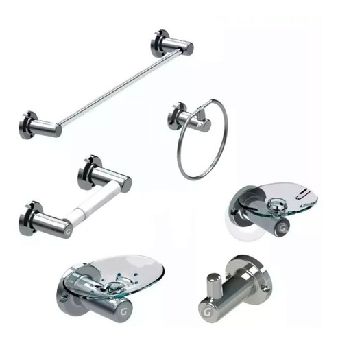 Juego Accesorios Baño 6 Piezas Cromo