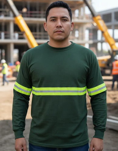 Playera Industrial Manga Larga Reflejante, Verde Bosque