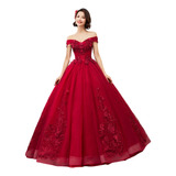 Vestidos De Quinceañera Color Rojo Oscuro Barato  Nuevo