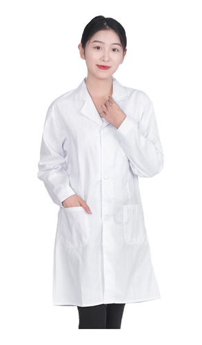 Uniforme Médico, Bata Larga Blanca, Uniforme De Laboratorio