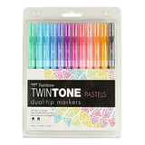 Tombow Twintone rotuladores Bright 12-pack Dual-tip, Pastel