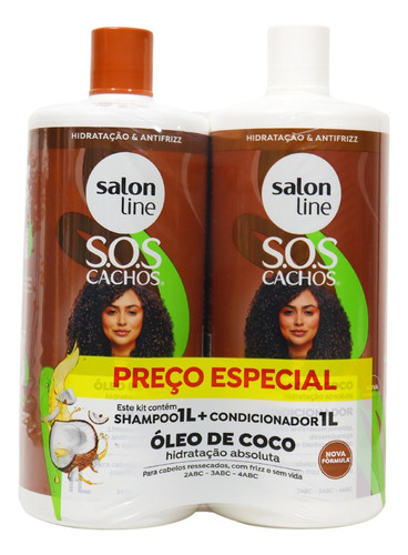 Kit Shampoo E Condicionador S.o.s Cachos Coco Salon Line
