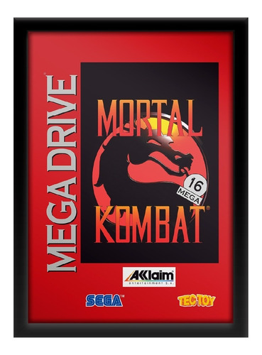 Quadro Capa Mortal Kombat Sega Mega Drive Tectoy A3 33x45cm