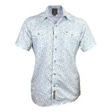 Camisa Caballero Vaquera Manga Corta Rodeo West Blanca 4067