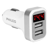 Cargador Usb Doble  Automovil Philco Con Pantalla 