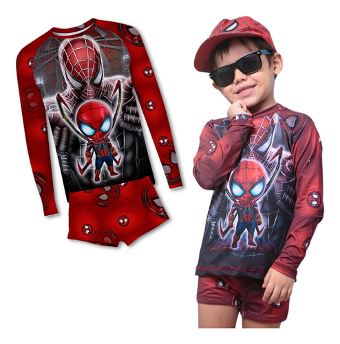 Conjunto Infantil Proteção Uv50 Menino Camisa Sunga Praia