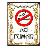 Cartel De Chapa Vintage Retro Fileteado Prohibido Fumar L337