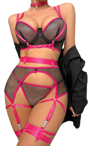 Conjunto De Ligueros De Malla Ajustados De Corsé Sexy