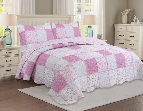 Cubrecama Quilt Amarelo 2 1/2 Pzas Queen