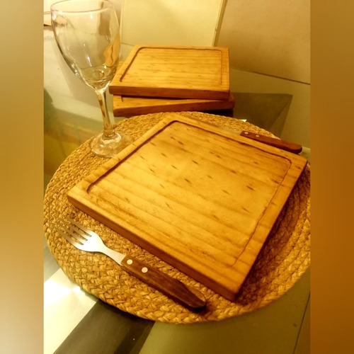 Platos De Madera Cuadrados