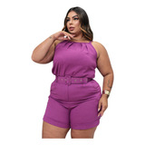 Conjunto Plus Size Feminino Short E Blusa Alfaiataria Social