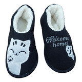 Pantuflas Cerradas Con Piel Dama Estampada Gatitos Margon