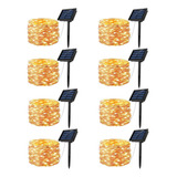 , 10m Tira Led 8 Modos Luces Solares Decoración Navideña