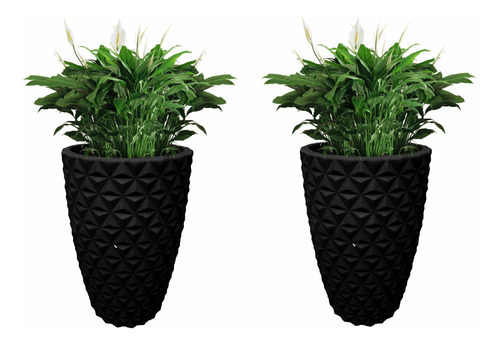 Jogo 2 Vasos Grd Decor Luxo Diamante 3d Plantas Casa Jardim