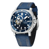 Relógio De Pulso Pagani Design Pd-1736 Com Corpo Prateado,  Analógico, Para Masculino, Fundo  Azul, Com Correia De Náilon Cor Azul, Agulhas Cor Prateado E Branco, Subdials De Cor Branco E Prateado, Su