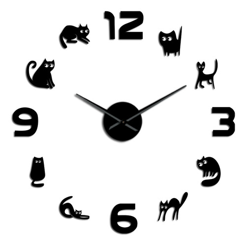 Reloj De Pared Grande Mudo De Acrílico Para Mascotas Y Gatos
