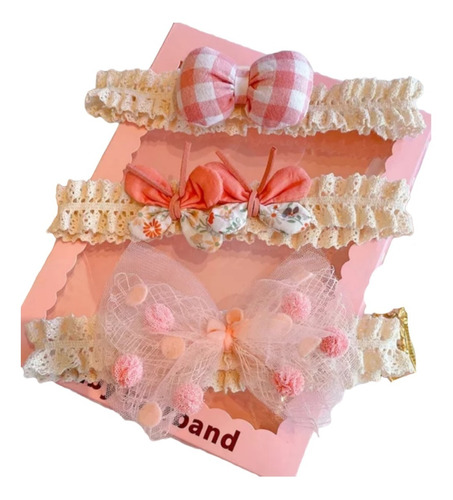 Diademas Para Bebe Set De 3  Recién Nacido Niña Linda Nena