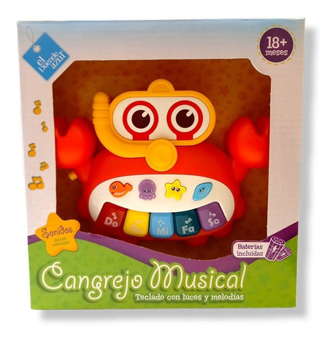 Piano Órgano Cangrejo Didáctico Para Bebe El Duende Azul Color Naranja