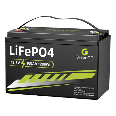 Batería LiFePO4 Greenoe 12V 100Ah 1280Wh Ciclo Profundo Solar 15000 Ciclos profundos recargables Extensible batería de litio prefecpara el sistema Solar Rvs marina furgonetas remol copia de seguridad | Meses sin interés