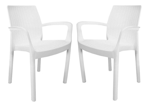 Set De 2 Sillon Alex Ratan Plastico Apoyabrazos Colombraro 