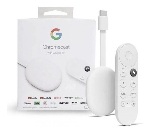Google Chromecast 4k + Control Remoto Blanco Con Google Tv