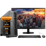 Pc Completo Fácil Slim I5 10400f 8gb Hd 1tb Monitor 19''