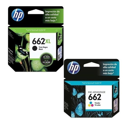 Cartuchos Hp 662xl Negro + 662 Color Estandar Originales