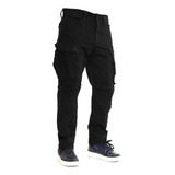 Pantalon Cargo Hombre Elastizado Reforzado Negro -  Jeans710