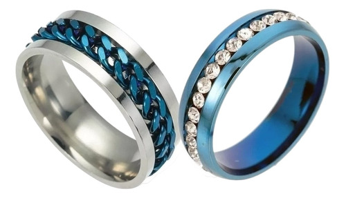 Anillos Para Parejas Novios Amantes Esposos Amor Color Azul