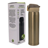 Garrafa Isotérmica 500ml C/tampa Plástica C/trava Cor:branco Cor Dourado