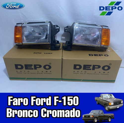 Faro Ford F-150 Bronco Cromado 87-88-89-90-91 Depo Foto 2