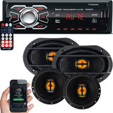 Kit Som Carro Radio Mp3 Bluetooth Usb + Auto Falante 6 + 6x9
