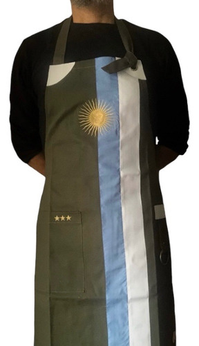 Delantal Argentina Verde Militar + Nombre Bordado