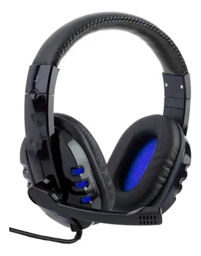 Headphone Fone De Ouvido Gamer Microfone Pc Notebook Celular Cor Preto Luz Azul E Vermelho