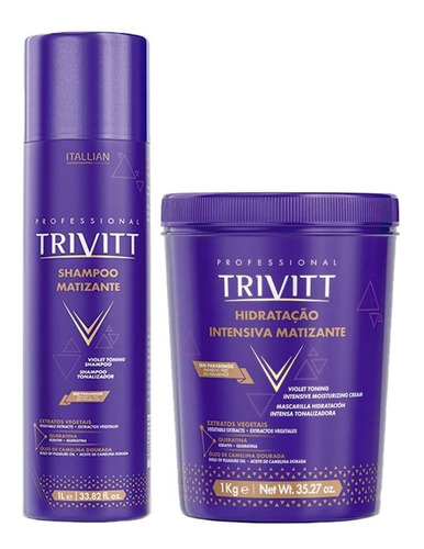 Kit Trivitt Shampoo Matizante 1litro + Máscara Matizante 1kg