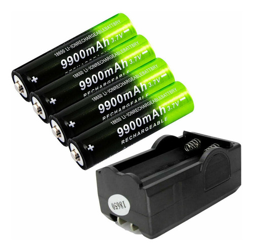 Cargador Universal De Baterías Y 4 Baterías 18650 9900 Mah