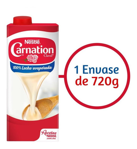 Leche Evaporada Nestlé Carnation Clavel Original Brick 720g