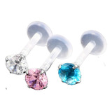 Piercing Tragus Labret Pt De Luz Aço Bioplast Zirconia 3 Mm