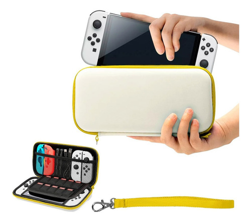 Estuche Para Nintendo Switch Oled Consola Impermeable Viaje Color Amarillo