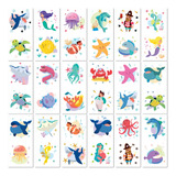 Papakit Cute Ocean Animals 36 Set De Tatuajes Falsos Tempora
