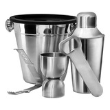 Kit Jogo Para Bar Bartender Com Coqueteleira 5 Peças Inox