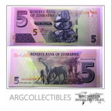 Zimbabwe Billete 5 Dolares 2019 Pick New Unc Sin Circular