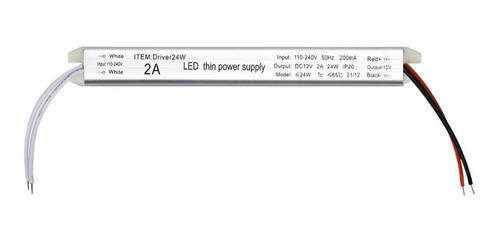 Fonte Slim Driver Para Perfil Fita De Led 12v 2a 24w